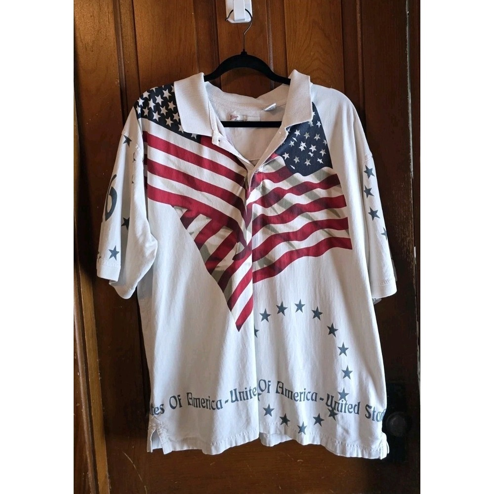 American Summer American Flag Shirt Short Sleeve polo Size XL USA 1776 AMERICA